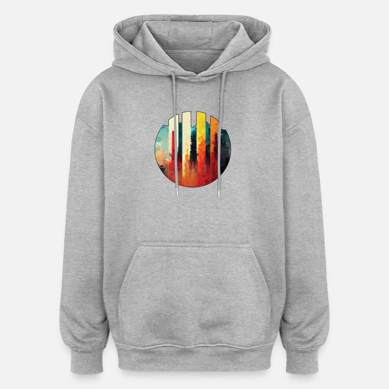 Métropole - Sweat à capuche oversize unisexe - gris chiné