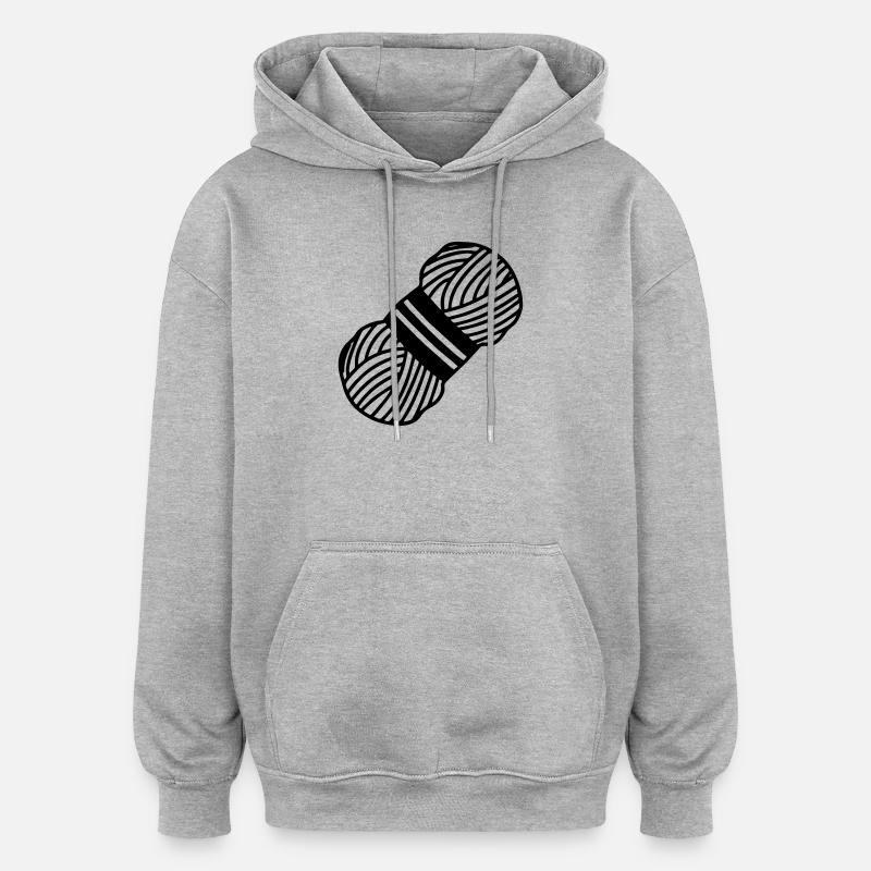 Wolle knoten oder häkeln - Oversized Unisex Hoodie - Grau meliert