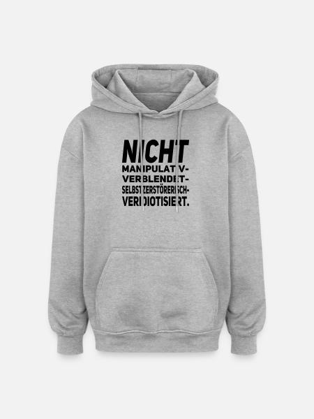 nicht veridiotisiert II - Oversized Unisex Hoodie - Grau meliert