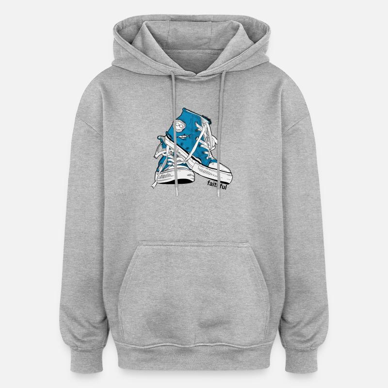 Fidèle - Sweat à capuche oversize unisexe - gris chiné