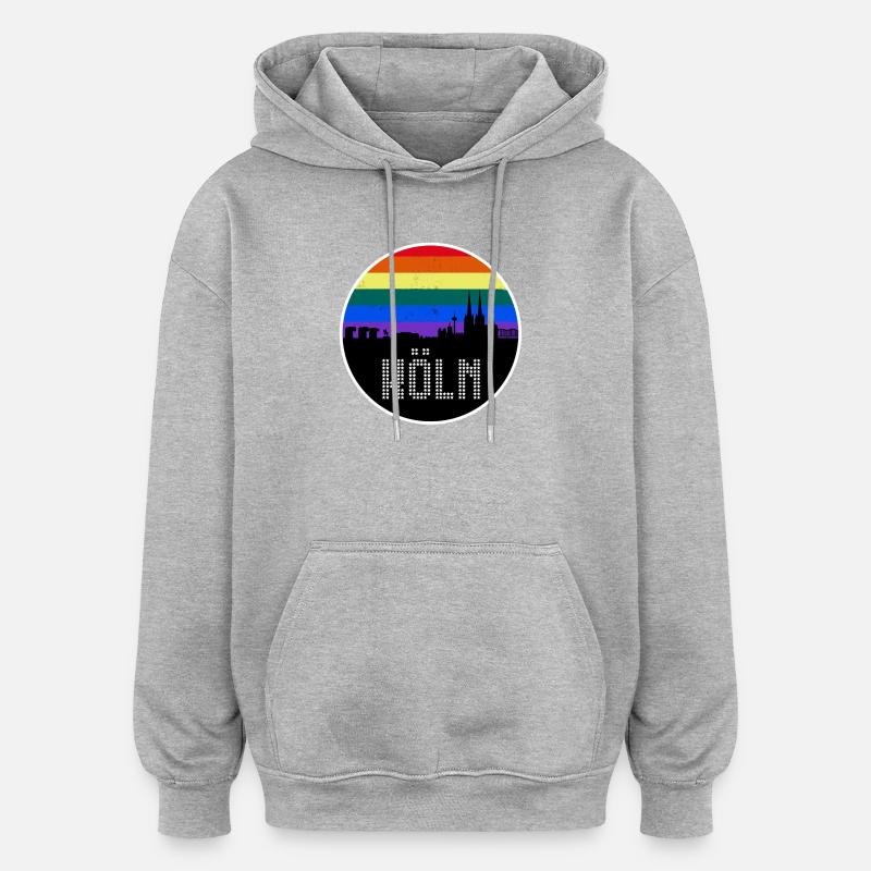 Cologne LBGTQ - Sweat à capuche oversize unisexe - gris chiné