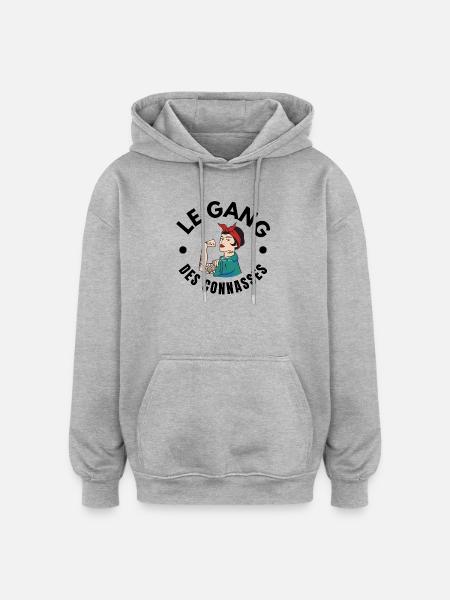 copine, meilleures copines, bande de filles - Sweat à capuche oversize unisexe - gris chiné