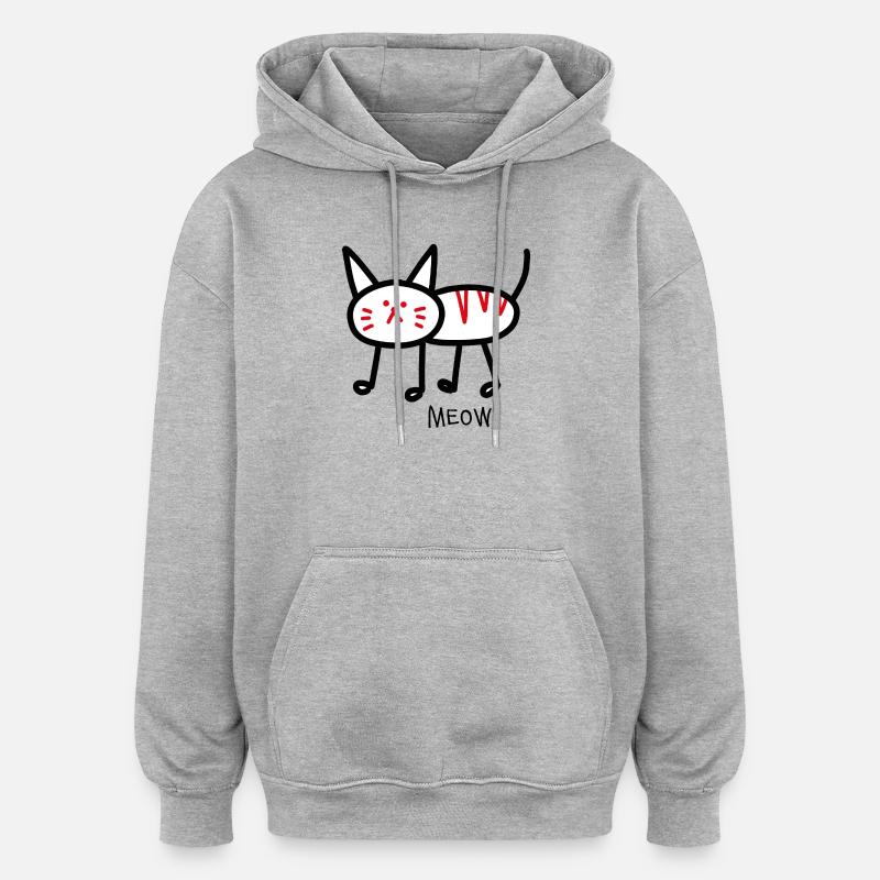 Miaou! blanc - Sweat à capuche oversize unisexe - gris chiné