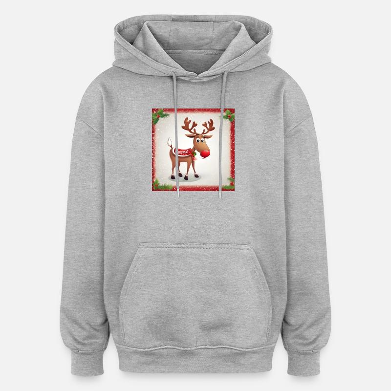 Noël de renne - Sweat à capuche oversize unisexe - gris chiné