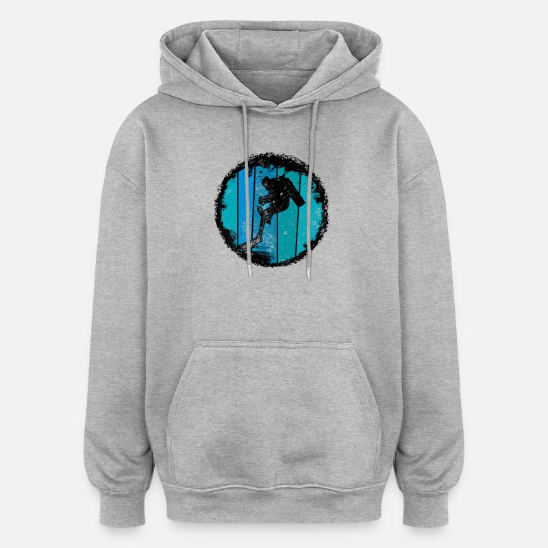 Silhouette de sommet bleu - Sweat à capuche oversize unisexe - gris chiné