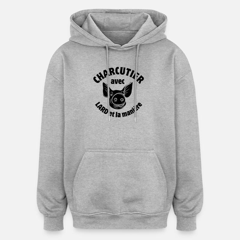 charcutier, charcuterie, jambon - Sweat à capuche oversize unisexe - gris chiné