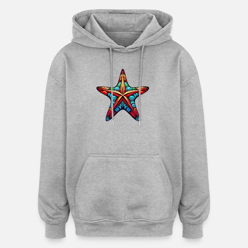 Seestern - Oversized Unisex Hoodie - Grau meliert