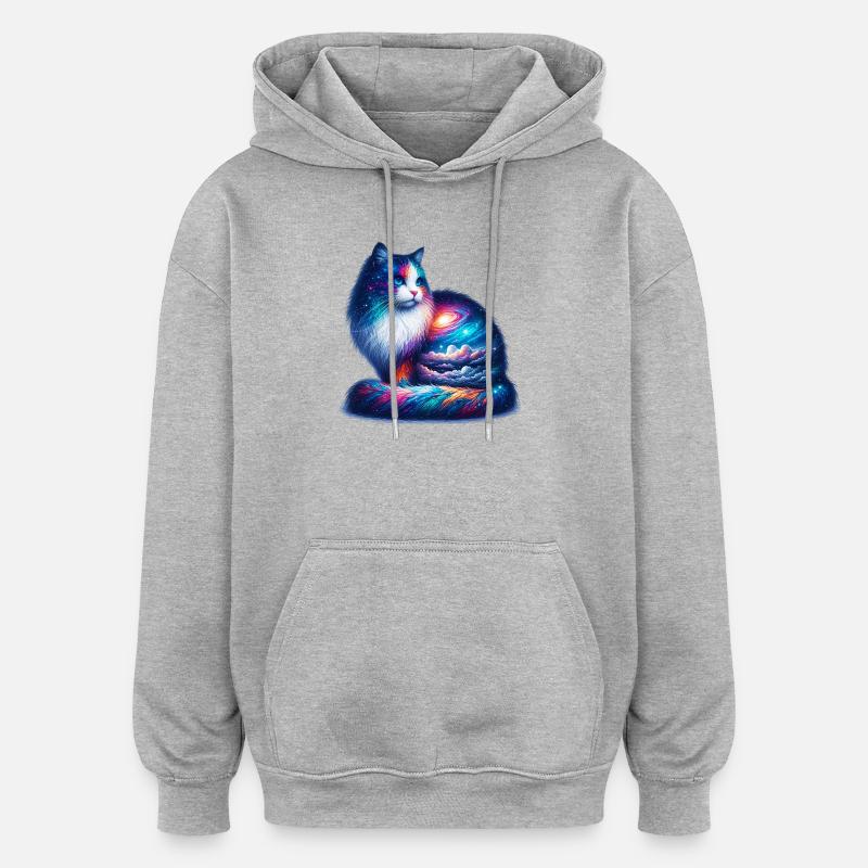 Chat - Sweat à capuche oversize unisexe - gris chiné