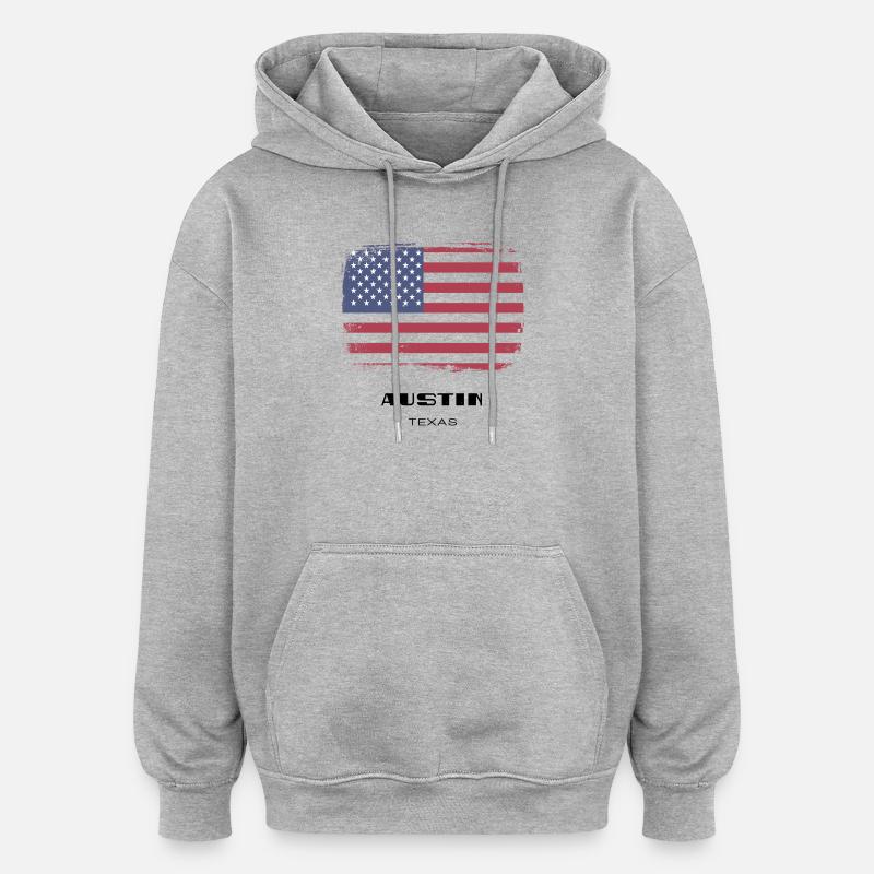 Austin, Texas, États-Unis - Sweat à capuche oversize unisexe - gris chiné