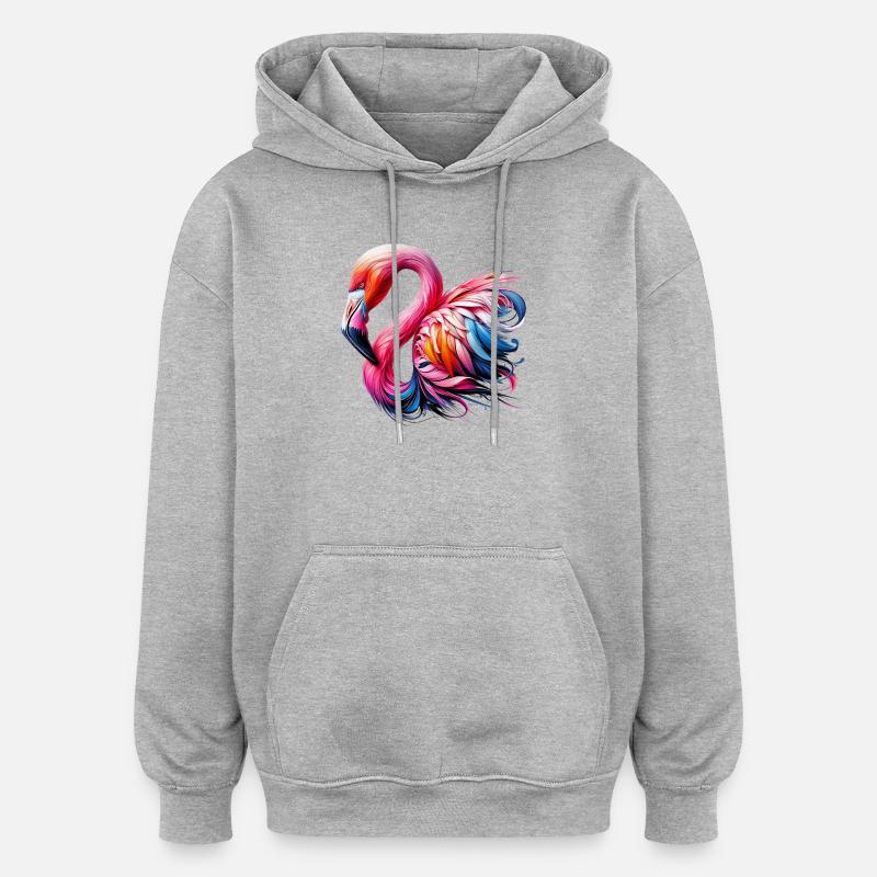 Flamant - Sweat à capuche oversize unisexe - gris chiné