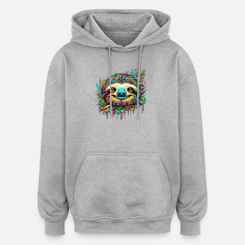 Faultier - Oversized Unisex Hoodie - Grau meliert