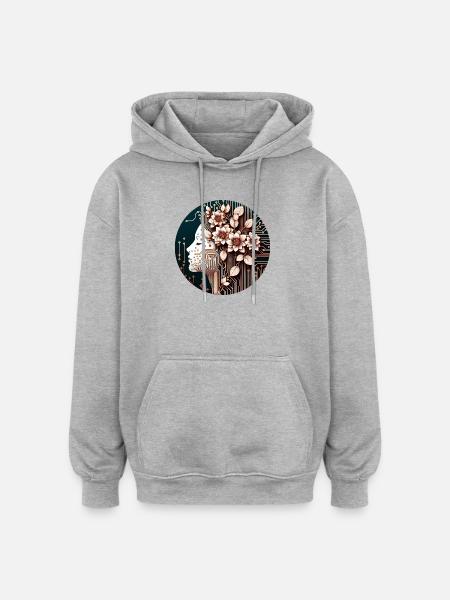 Mechanical Flower Girl - Oversized Unisex Hoodie - Grau meliert