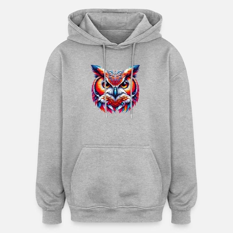 Hibou - Sweat à capuche oversize unisexe - gris chiné