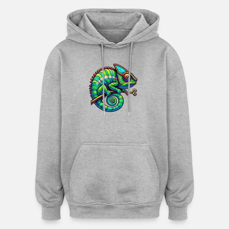 Caméléon - Sweat à capuche oversize unisexe - gris chiné