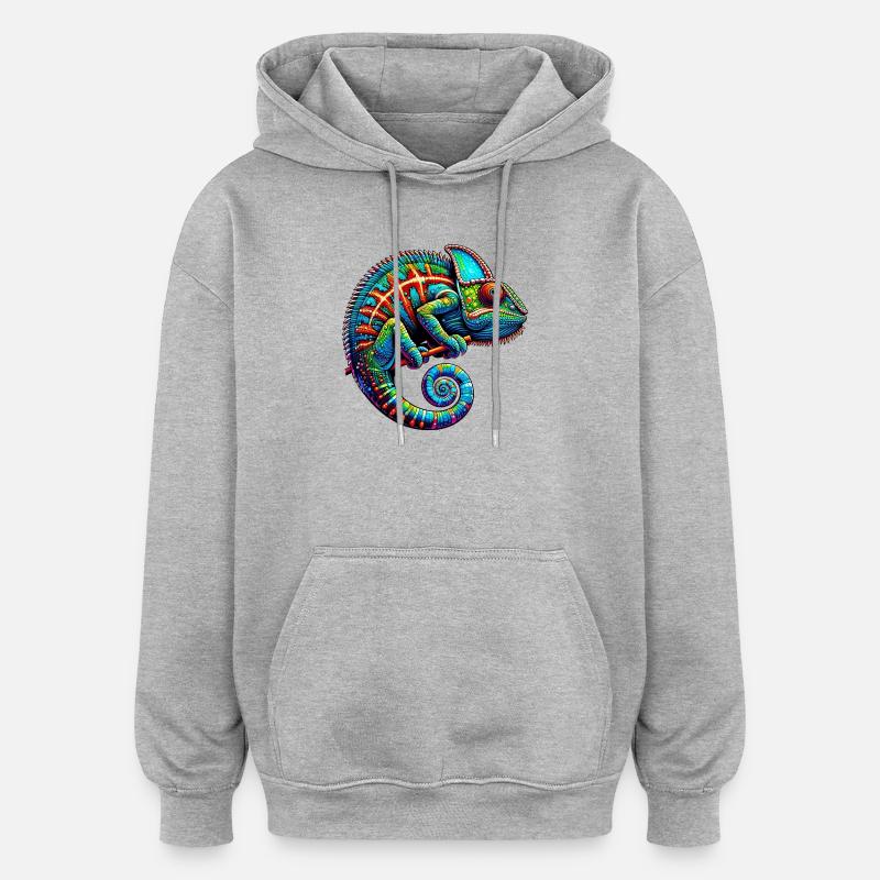 Caméléon - Sweat à capuche oversize unisexe - gris chiné