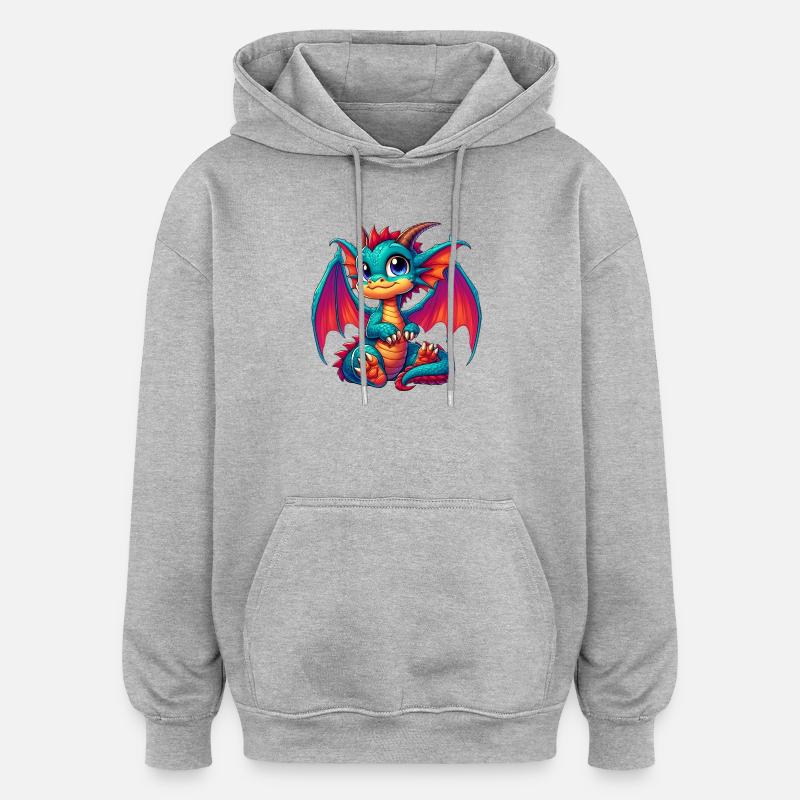 Dragon - Sweat à capuche oversize unisexe - gris chiné