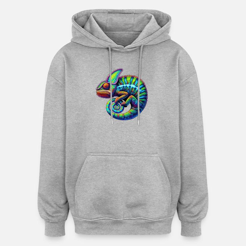 Caméléon - Sweat à capuche oversize unisexe - gris chiné