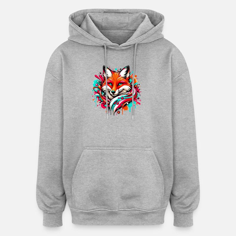 Fuchs - Oversized Unisex Hoodie - Grau meliert