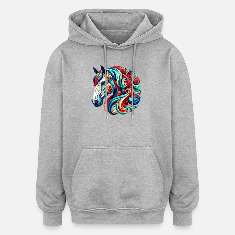 Cheval - Sweat à capuche oversize unisexe - gris chiné