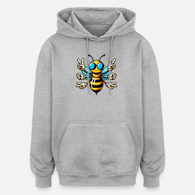 Biene mit Sonnenbrille - Oversized Unisex Hoodie - Grau meliert