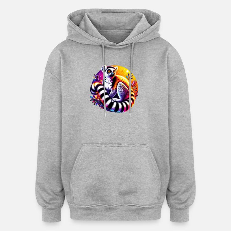 Lémurien - Sweat à capuche oversize unisexe - gris chiné