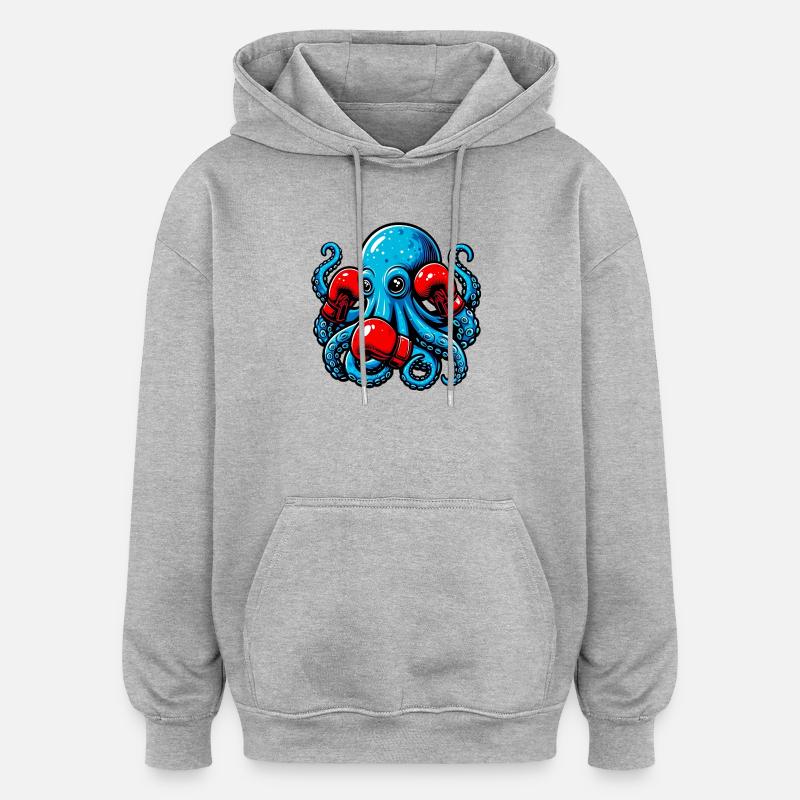 Krake - Oversized Unisex Hoodie - Grau meliert
