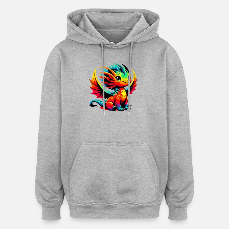 Drache - Oversized Unisex Hoodie - Grau meliert