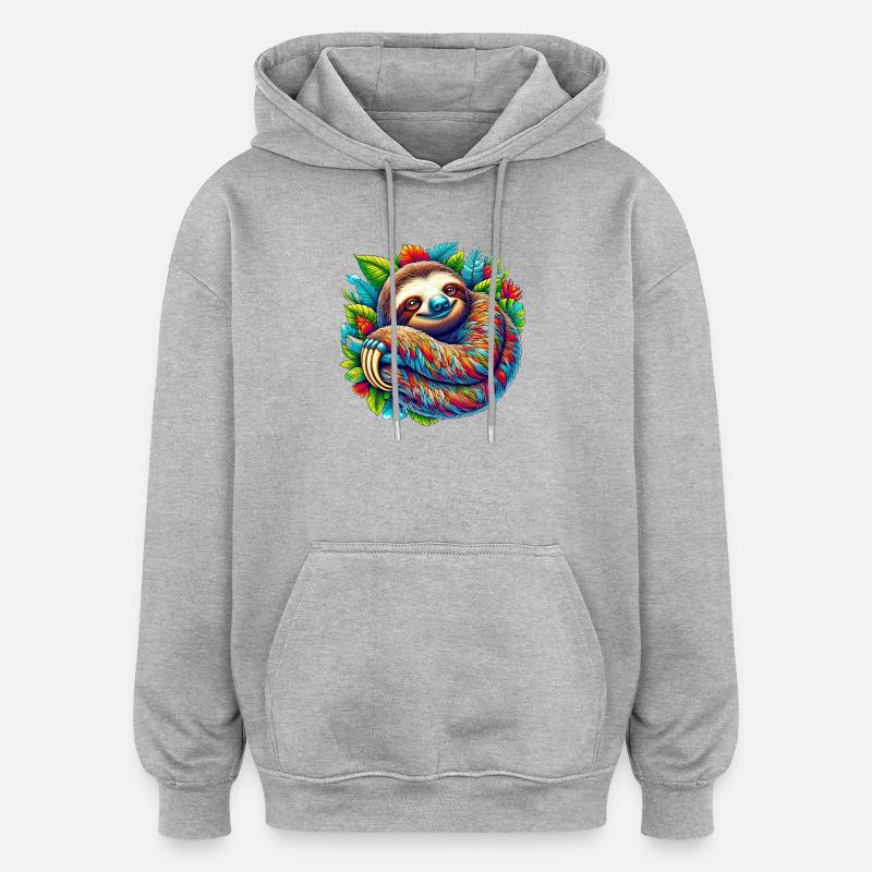Faultier - Oversized Unisex Hoodie - Grau meliert