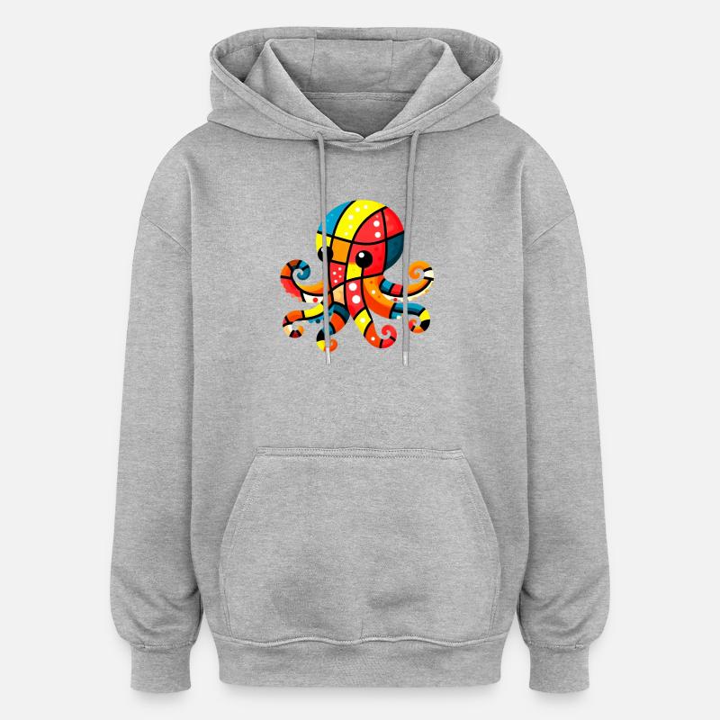 Pieuvre - Sweat à capuche oversize unisexe - gris chiné