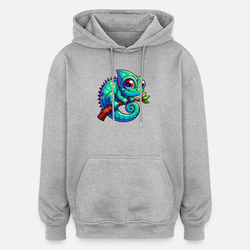Caméléon - Sweat à capuche oversize unisexe - gris chiné