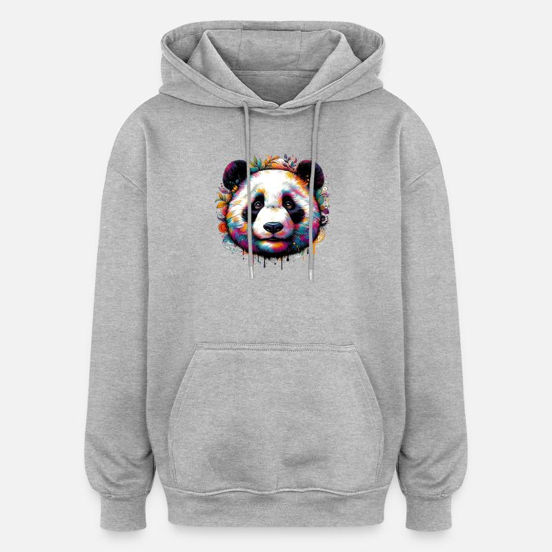 Panda - Sweat à capuche oversize unisexe - gris chiné