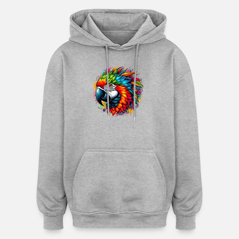 Papagei - Oversized Unisex Hoodie - Grau meliert