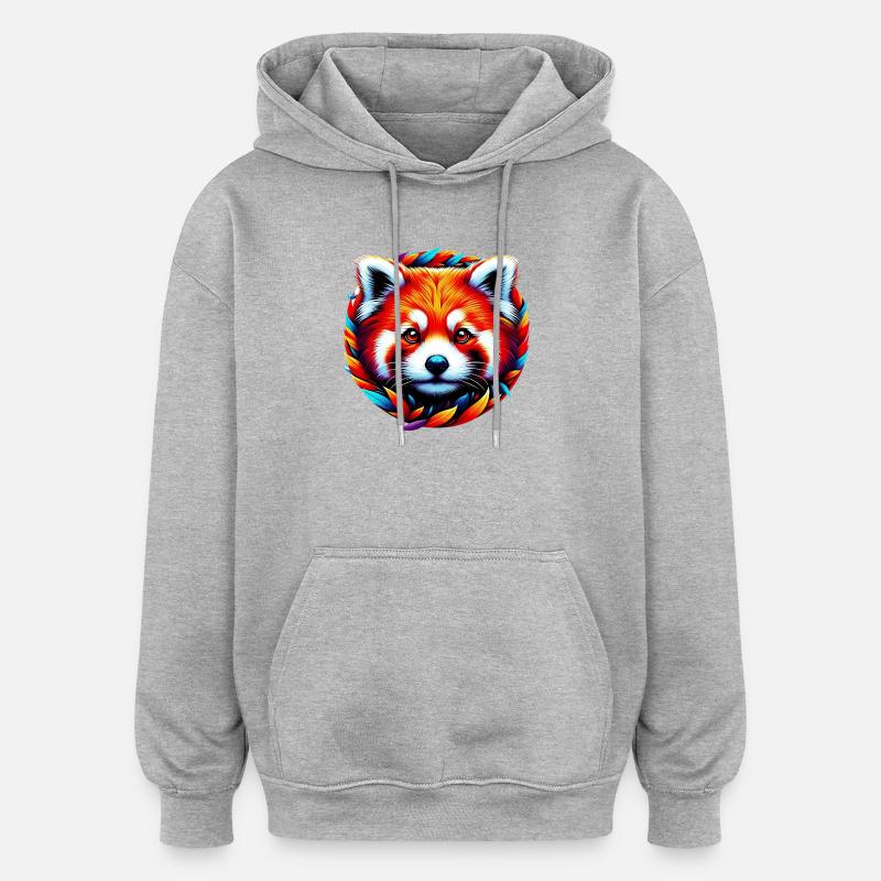 Petit panda - Sweat à capuche oversize unisexe - gris chiné