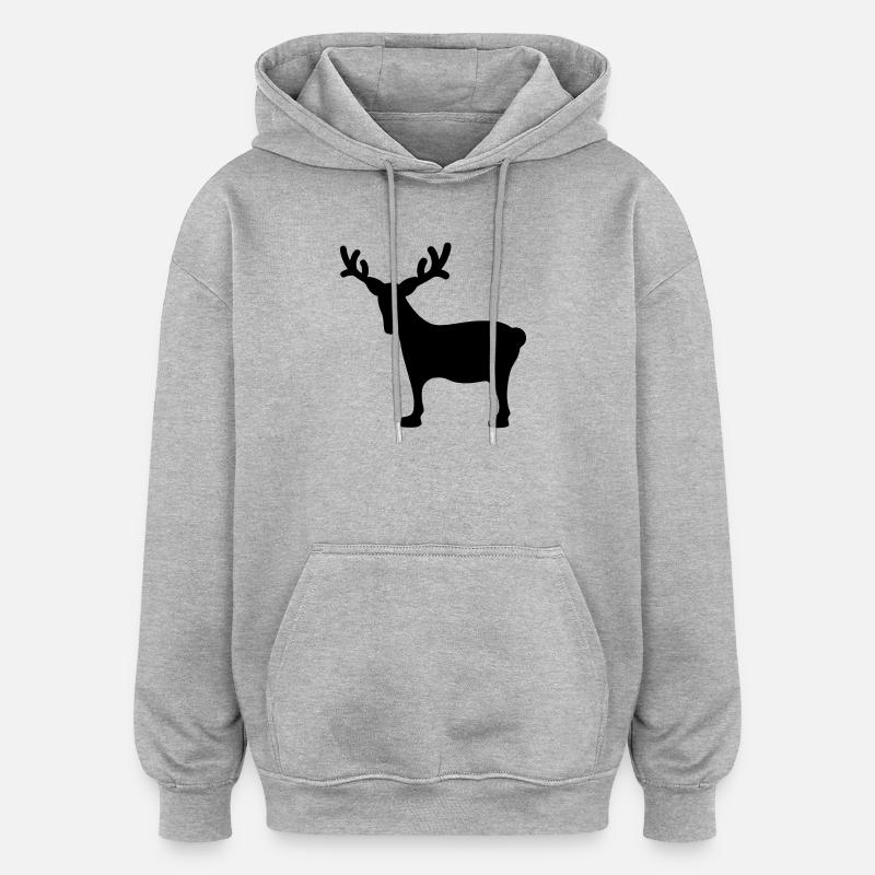 Renne Noël3 - Sweat à capuche oversize unisexe - gris chiné
