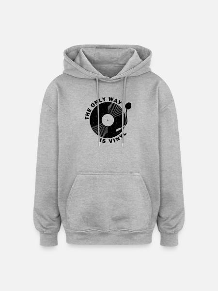 The Only Way Is Vinyl - Oversized Unisex Hoodie - heather grey