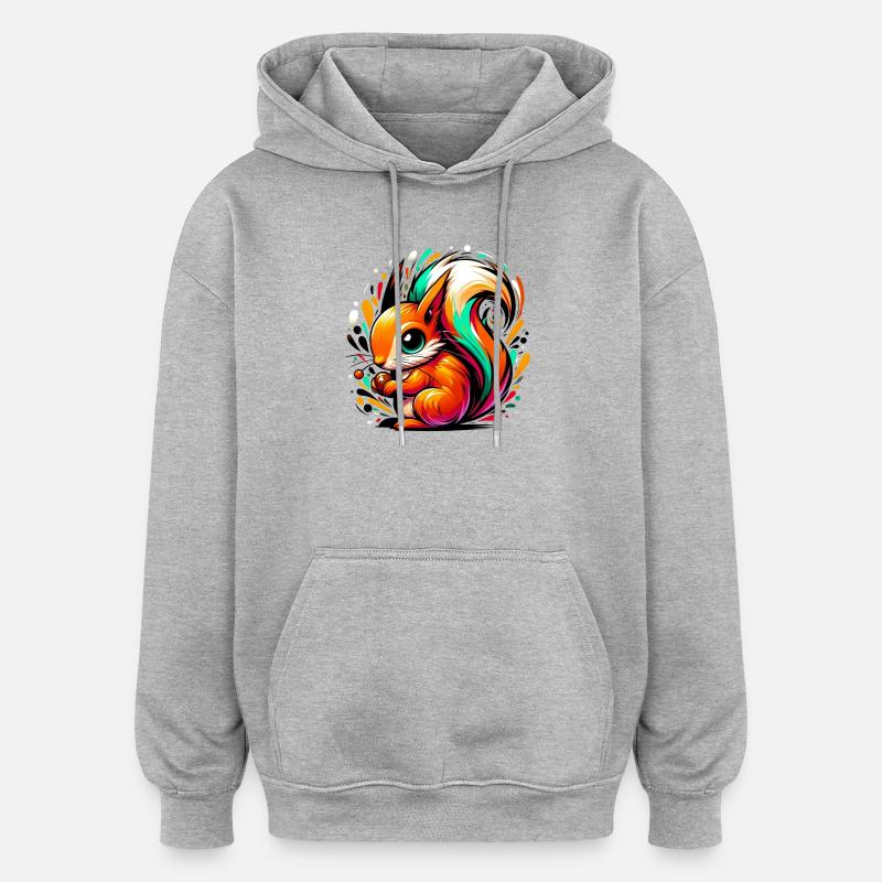 Écureuil - Sweat à capuche oversize unisexe - gris chiné