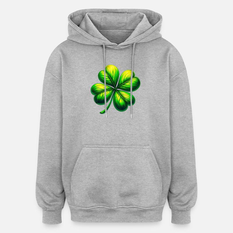 Vierblättriges Kleeblatt - Oversized Unisex Hoodie - Grau meliert