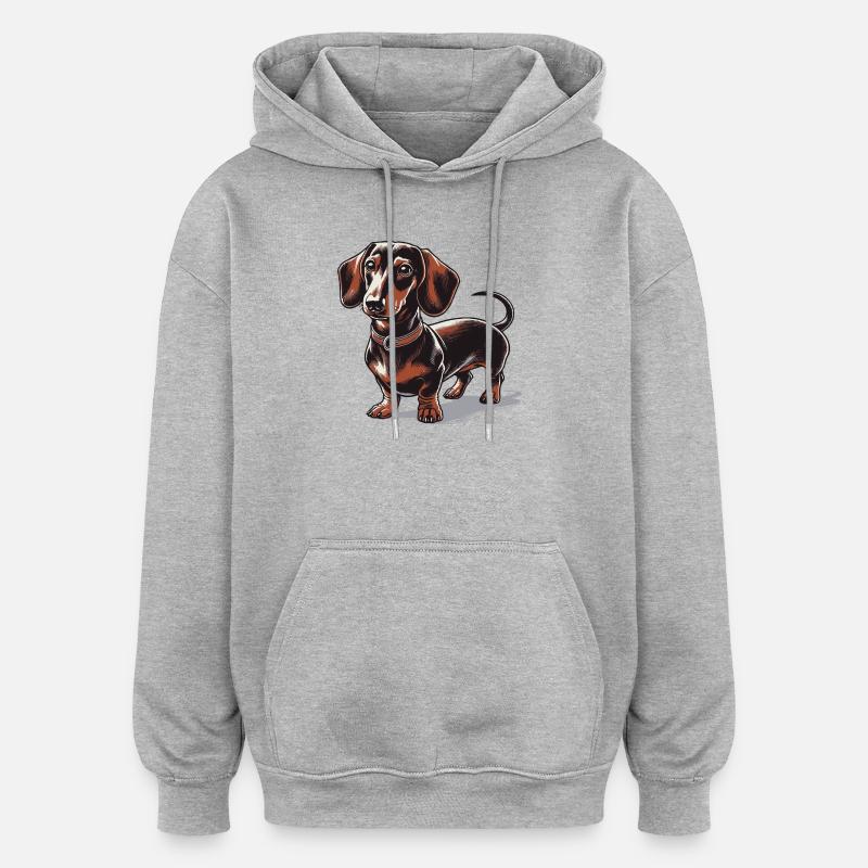 Dackel - Oversized Unisex Hoodie - Grau meliert