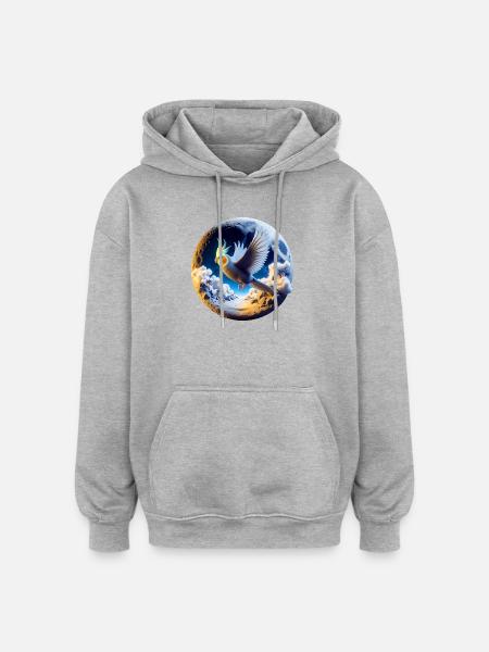 Nymphensittich (22) - Oversized Unisex Hoodie - Grau meliert
