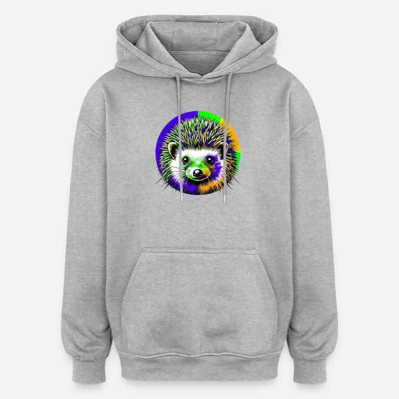 Hérisson - Sweat à capuche oversize unisexe - gris chiné