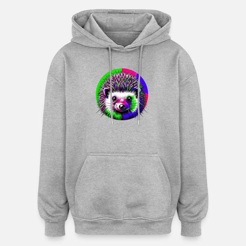 Hérisson - Sweat à capuche oversize unisexe - gris chiné