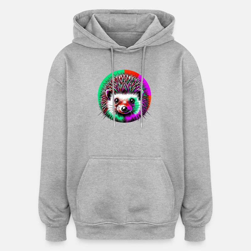 Hérisson - Sweat à capuche oversize unisexe - gris chiné