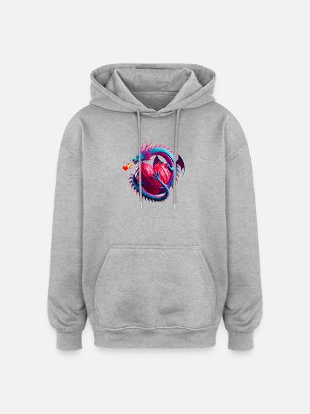 Dragonheart (01) - Oversized Unisex Hoodie - heather grey