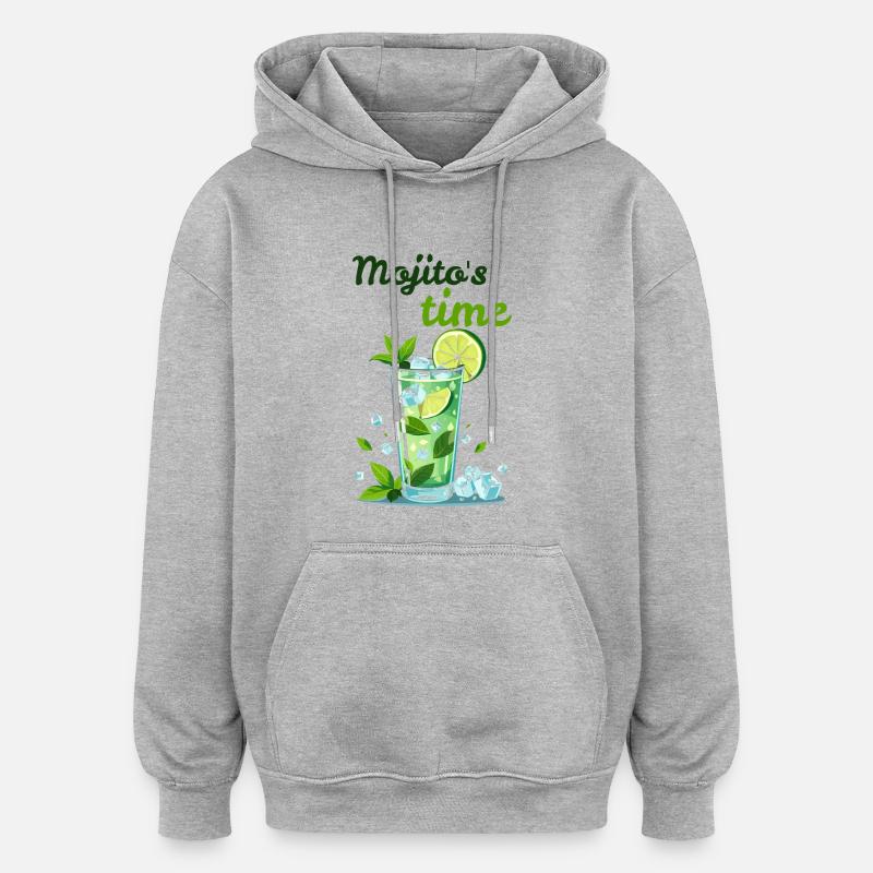 Cocktail mojito par Helfspawn - Sweat à capuche oversize unisexe - gris chiné