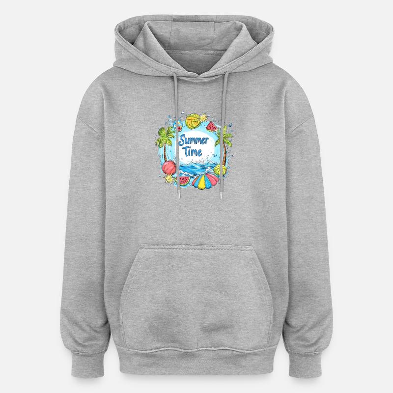 Éclaboussure d’été - Sweat à capuche oversize unisexe - gris chiné