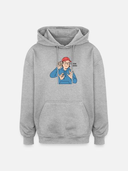 Sign Language Ocean Waves - Oversized Unisex Hoodie - heather grey