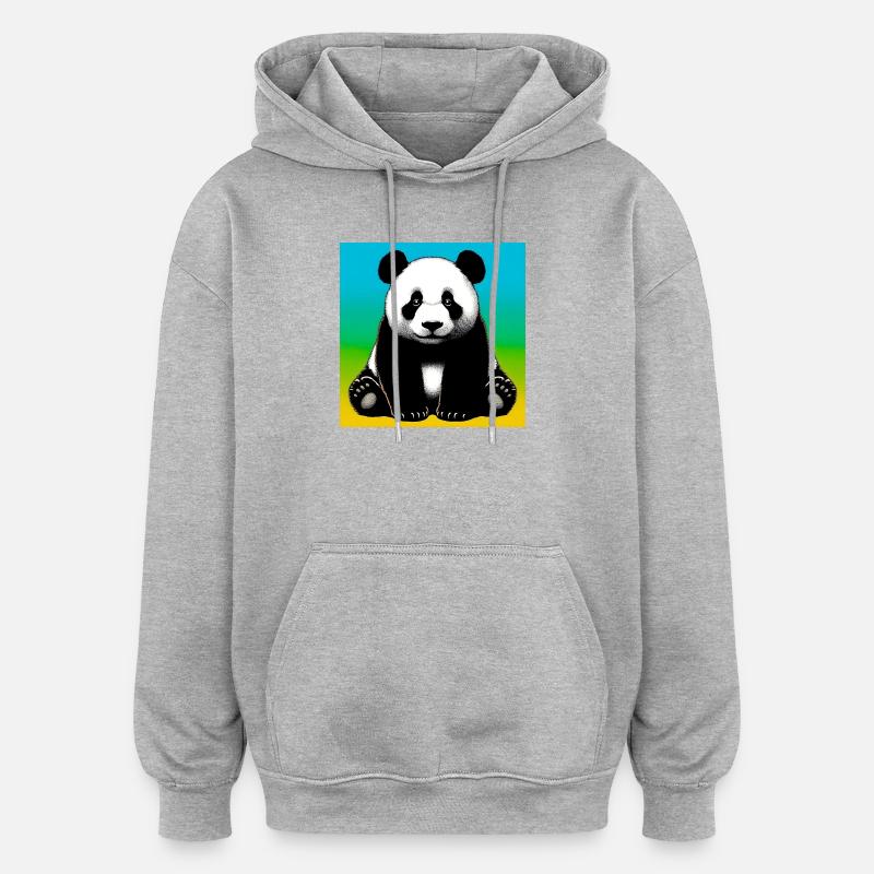 panda - Sweat à capuche oversize unisexe - gris chiné