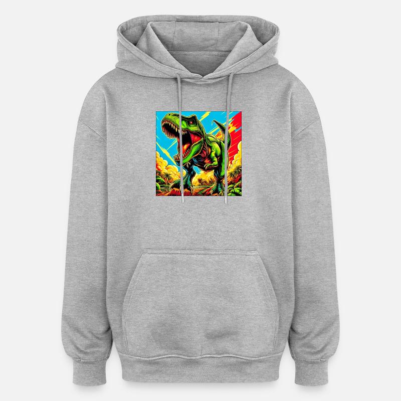 dinosaur - Oversized Unisex Hoodie - heather grey