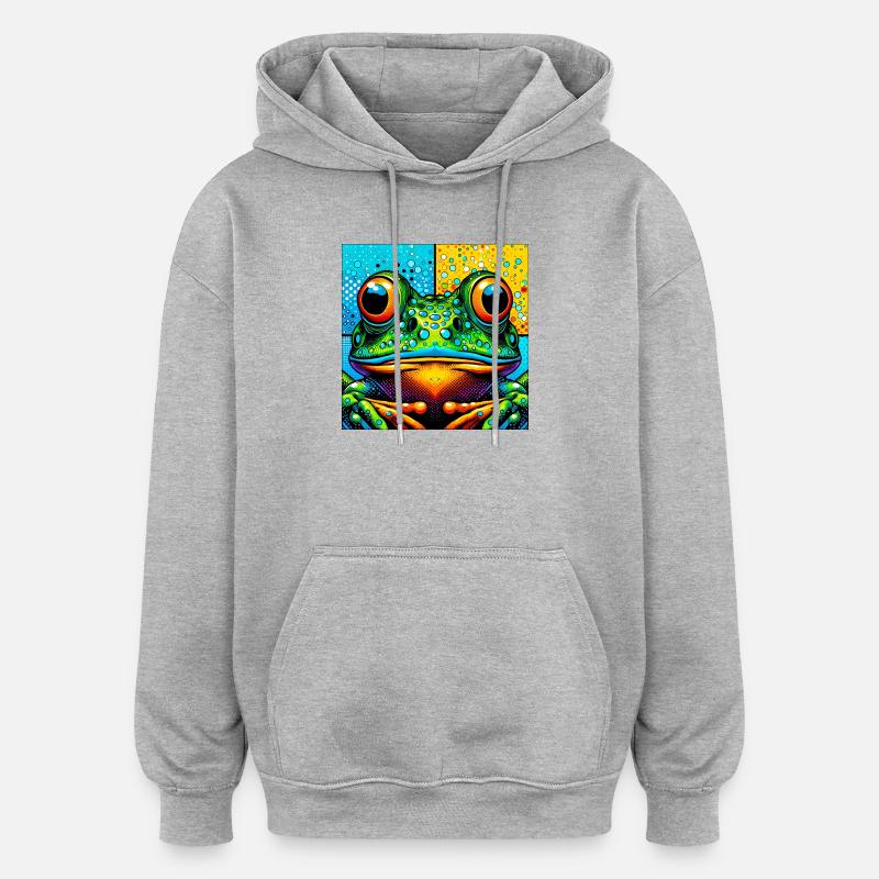Frosch - Oversized Unisex Hoodie - Grau meliert