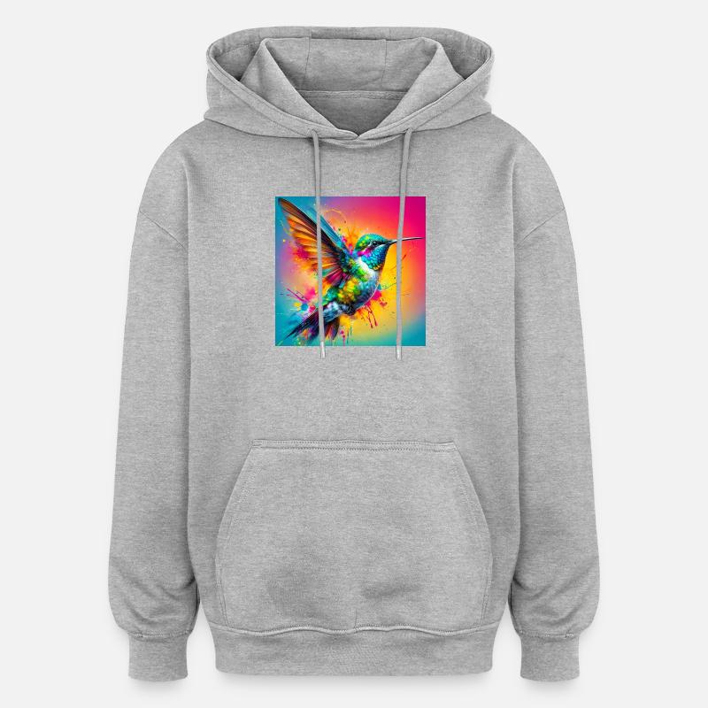 colibri - Sweat à capuche oversize unisexe - gris chiné
